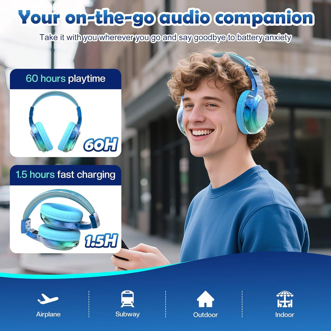 JYPS Bluetooth Kopfhörer Kinder, Kabellose Kopfhörer Bluetooth Kinder Over Ear, Kopfhörer Kinder Blu