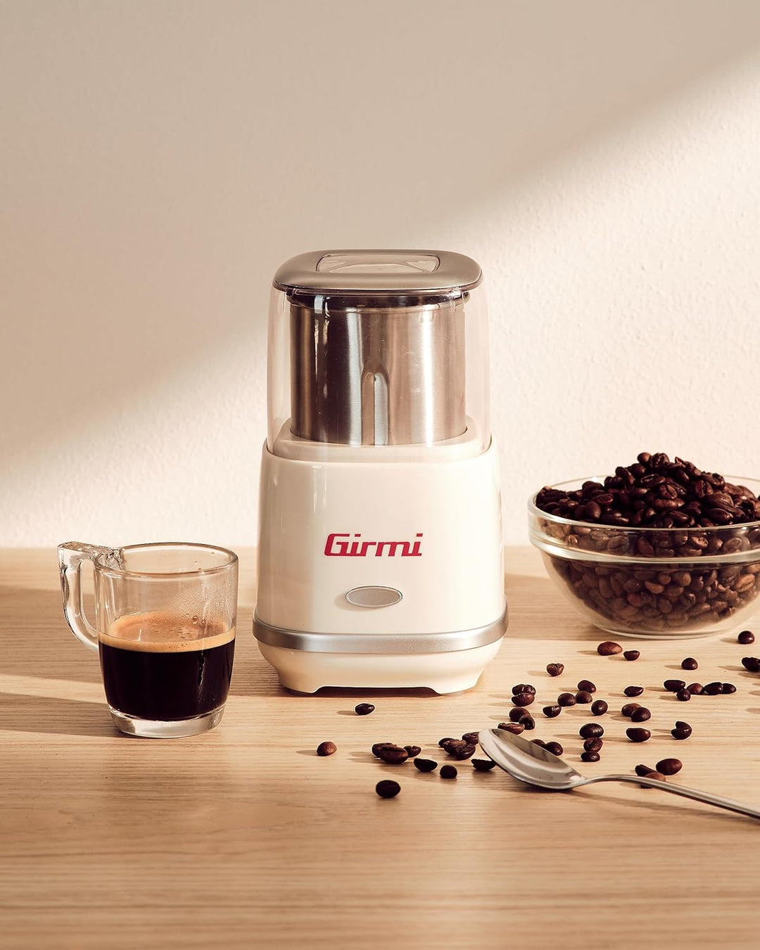 Girmi MC02 Kaffeemühle, 180 W, Doppelter Deckel, Behälter und Klingen aus Edelstahl, Grosse Kapazitä
