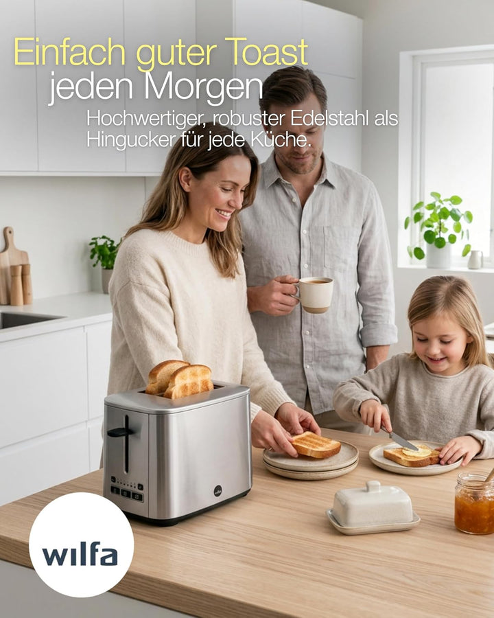 Wilfa CLASSIC Toaster - aus Edelstahl, verstellbare Hitzeeinstellungen mit Auftau-, Wiederaufheiz- u