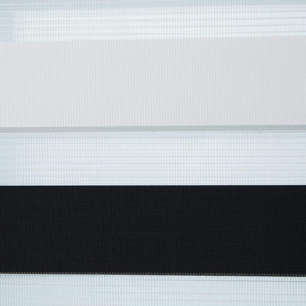 Eurohome Doppelrollo Klemmfix ohne Bohren, Duo Rollo,40cm x 130cm (Stoffbreite 36 cm) Weiss+schwarz