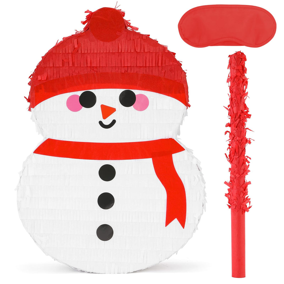Schneemann-Pinatas-Set mit Augenbinde und Fledermaus (39,1 x 33 x 10,2 cm), perfekt für Kindergeburt