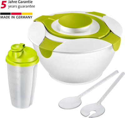 Westmark Salat-Set, 3tlg., Salatbutler, Salatbesteck und Dressingshaker, Kunststoff, Transparent/Grü