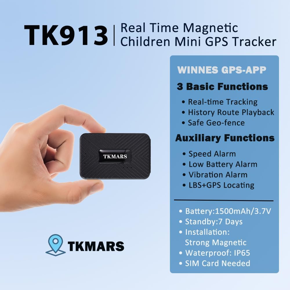 TK913 GPS 4G Mini Tracker, Echtzeit-Standort mit Alarm Erinnerung per SMS/APP/Web-Plattform, Anti-Ve