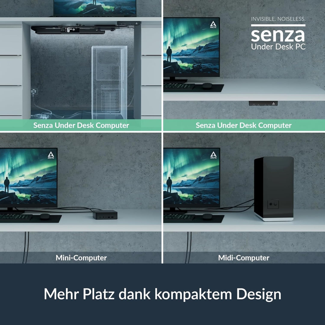 ARCTIC Senza 5500GT - Passiv gekühlter, lautloser PC zur Montage unter dem Tisch, Windows 11 Home, A