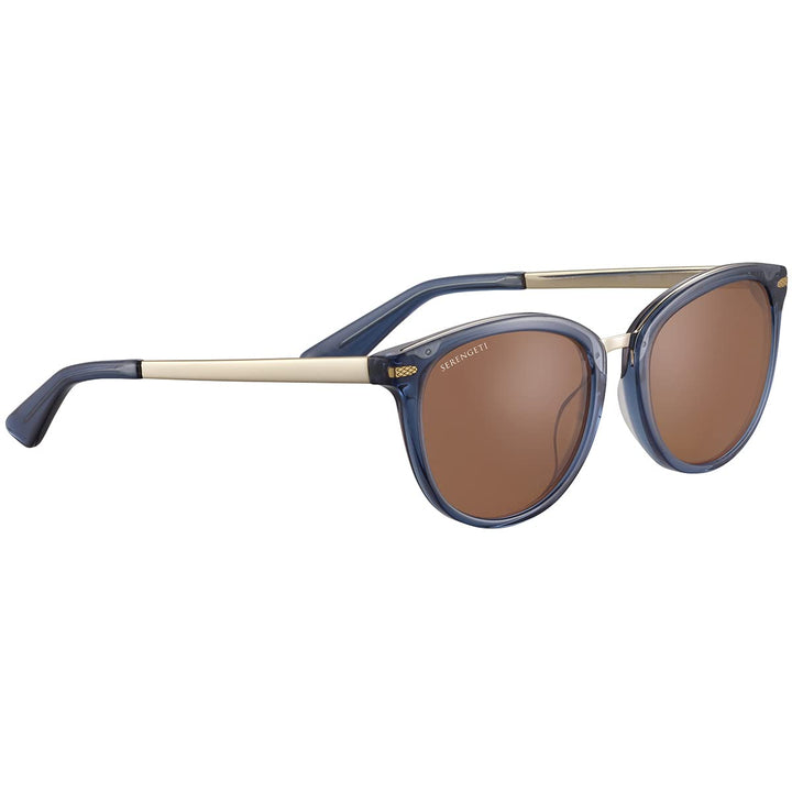 Serengeti Unisex Jodie Sonnenbrille, Glänzendes Kristallglas, Fed Blue Shiny Light Gold Metall, M