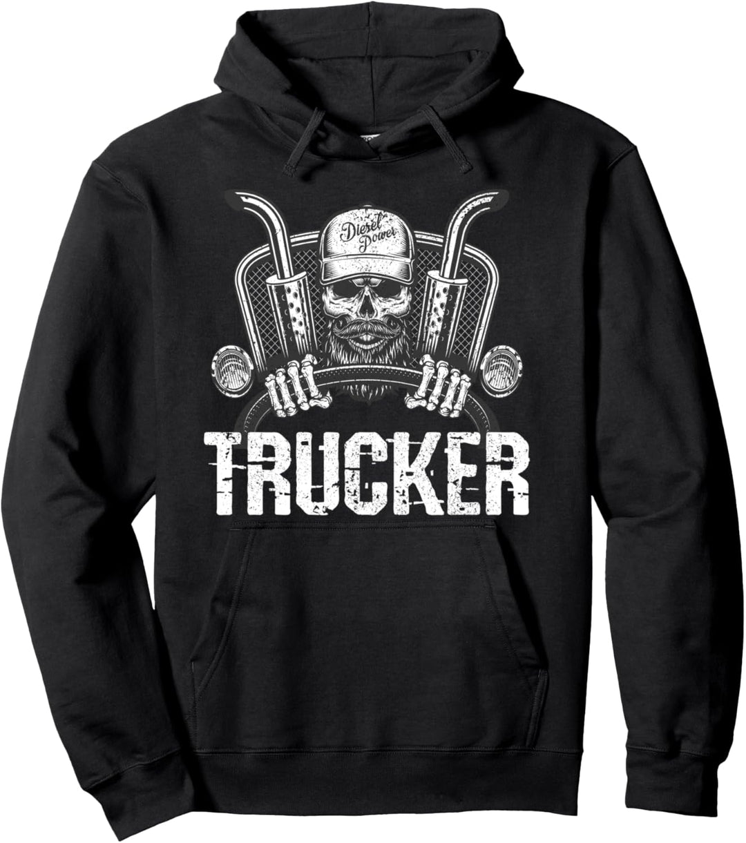 Trucker Schädel Diesel Truck LKW Fahrer Pullover Hoodie