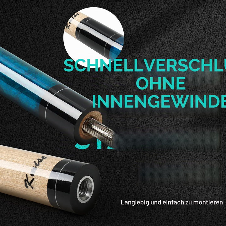 Kmise Professioneller Billardqueue mit geringer Ablenkung, 147 cm, kanadisches Hartahornholz, 13 mm