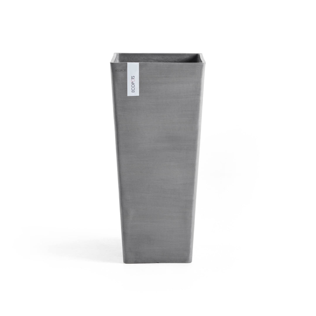 ECOPOTS Blumentopf Rotterdam Grau - 32 x 32 cm, 70 cm extra hoch - quadratisch gross - Pflanzentopf