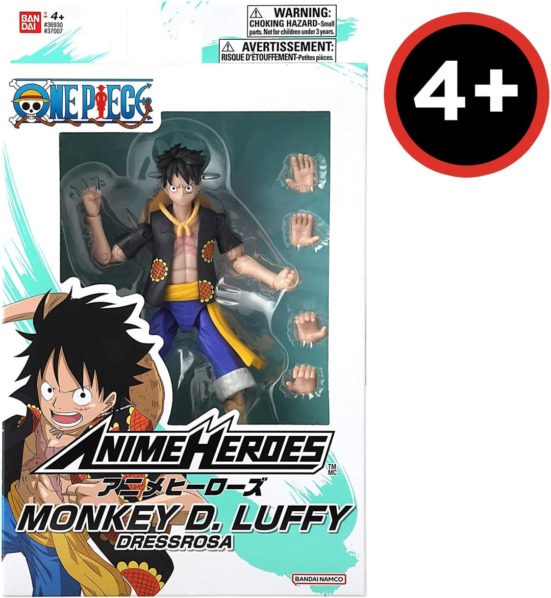 BANDAI – Anime Heroes – One Piece – Anime Heroes Figur 17 cm – Monkey D. Ruffy Dressrosa - 37007 Ruf