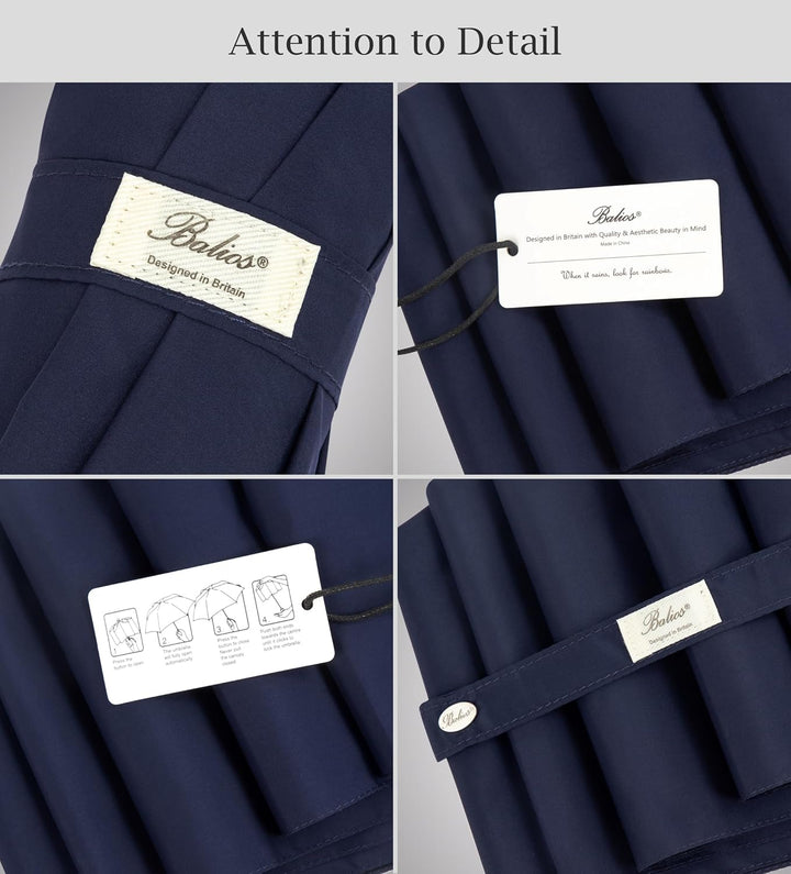 Balios® Regenschirm Mit Echtem Holzgriff -Optional | Auf Zu Automatik | Sturmfest & Windsicher | Tas