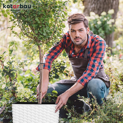 KOTARBAU® Blumentopf 400 mm Weiss Übertopf mit Innentopf für Pflanzenzucht 400x400x408 mm Weiss, 400