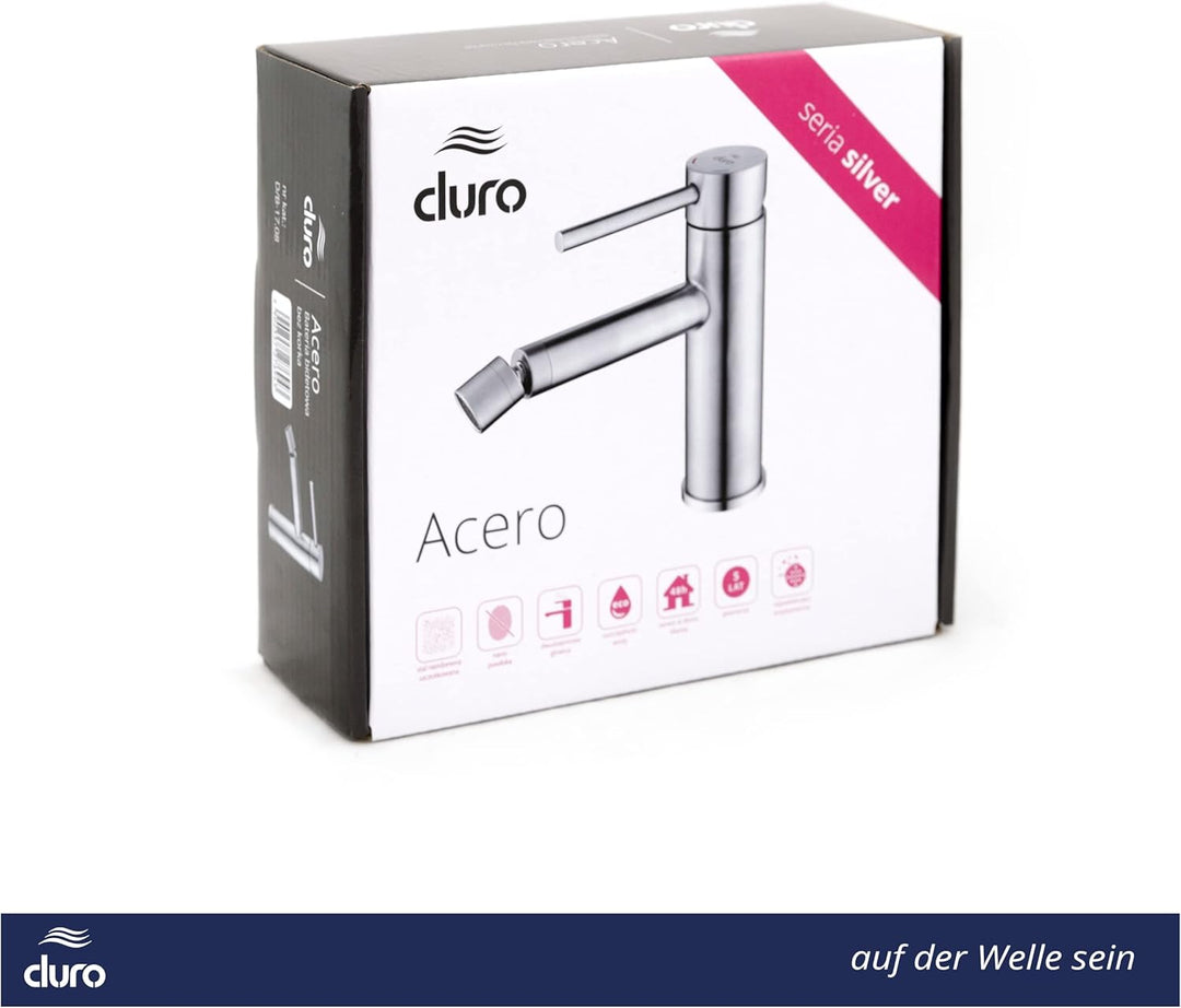 DURO Armatur Acero, für das Bidet, aus Gebürstetem Edelstahl, Wassersparend, Einhebel-Einloch-Wandba