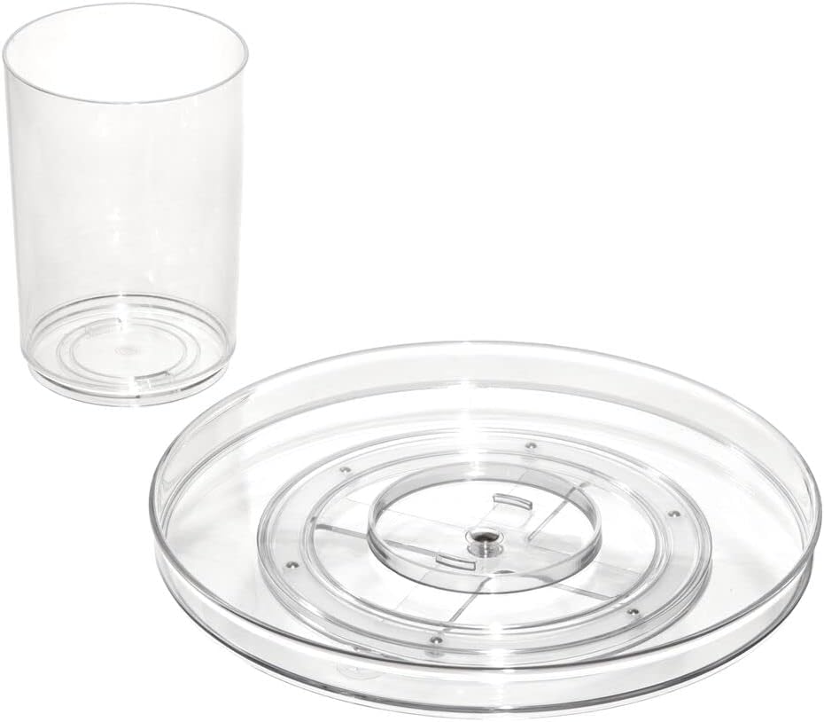iDesign The Sarah Tanno Collection Lazy Susan Kosmetik-Organizer mit abnehmbarem Becher, 27,9 cm, tr