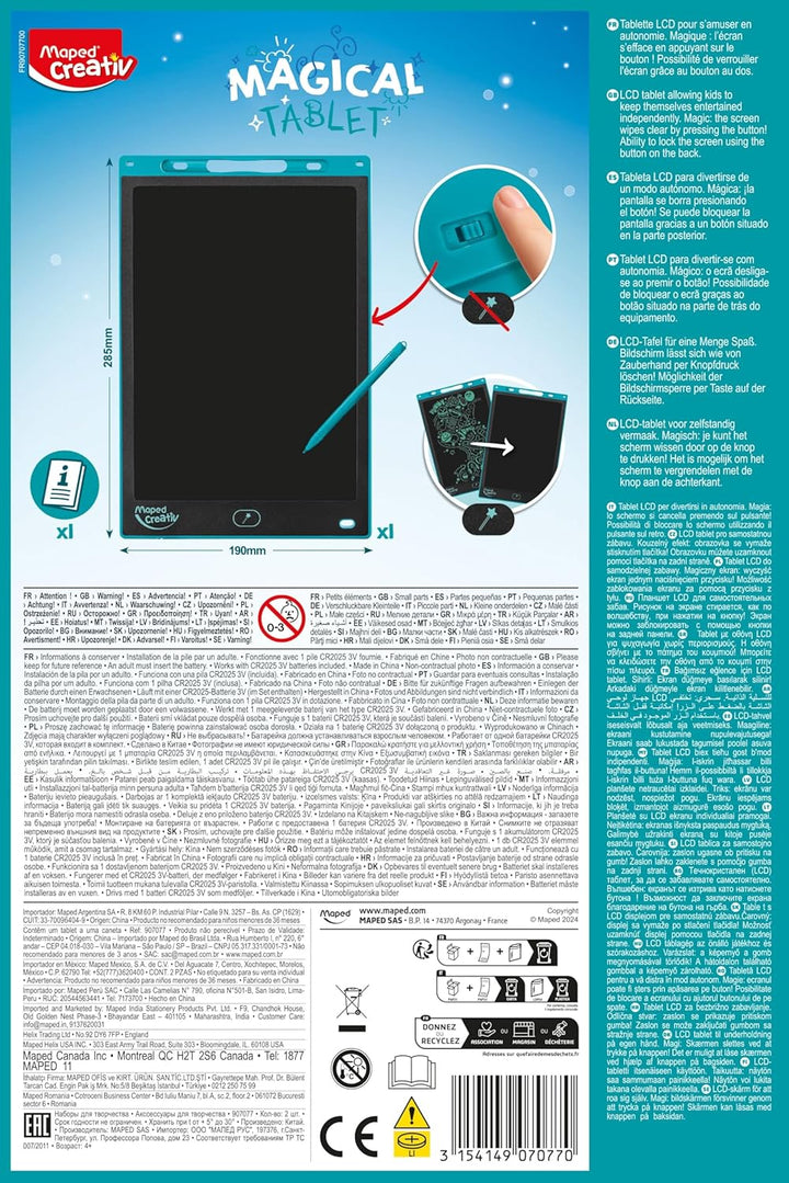 Maped Creativ Magical Board Maxi – LCD-Zeichentablett mit 30,5 cm (12 Zoll) Display + Eingabestift –