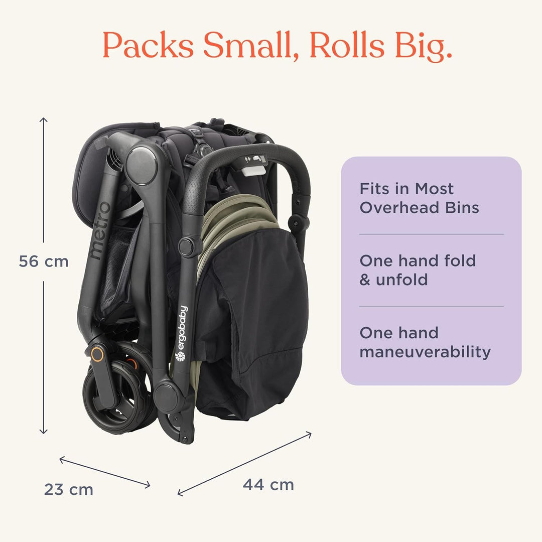 Ergobaby Metro3 Kinderwagen Buggy mit Liegefunktion, Baby-Buggy ab Geburt bis 22kg (0-4 Jahre), Zusa
