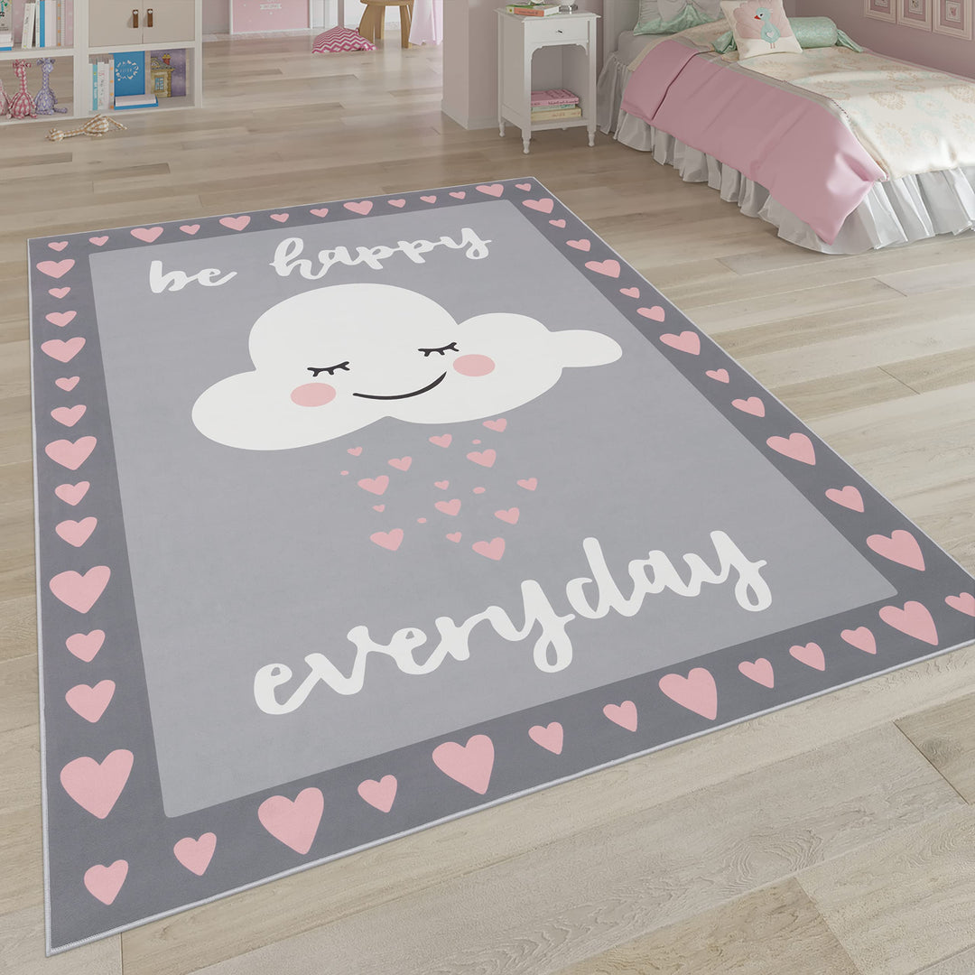 Paco Home Kinderteppich, Kinderzimmer Teppich m. Stern, Mond u. Karo Motiven, Grösse:120x160 cm, Far