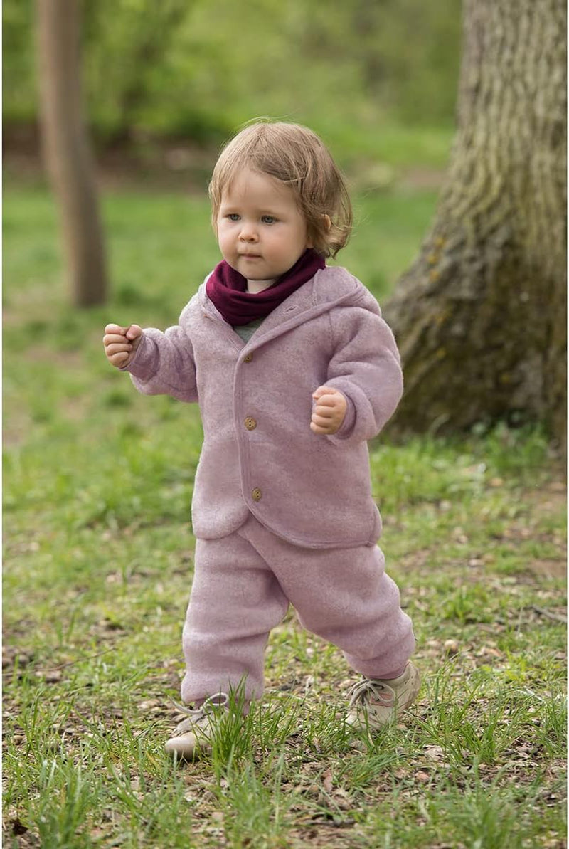 Engel Baby Jacke mit Kapuze Wollfleece 50-56 Rosenholz Melange, 50-56 Rosenholz Melange
