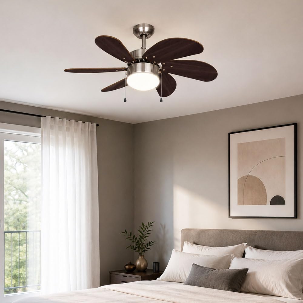 Bestron Deckenventilator mit Beleuchtung, 3 Geschwindkigkeitsstufen & grosse Flügelspannweite von Ø7