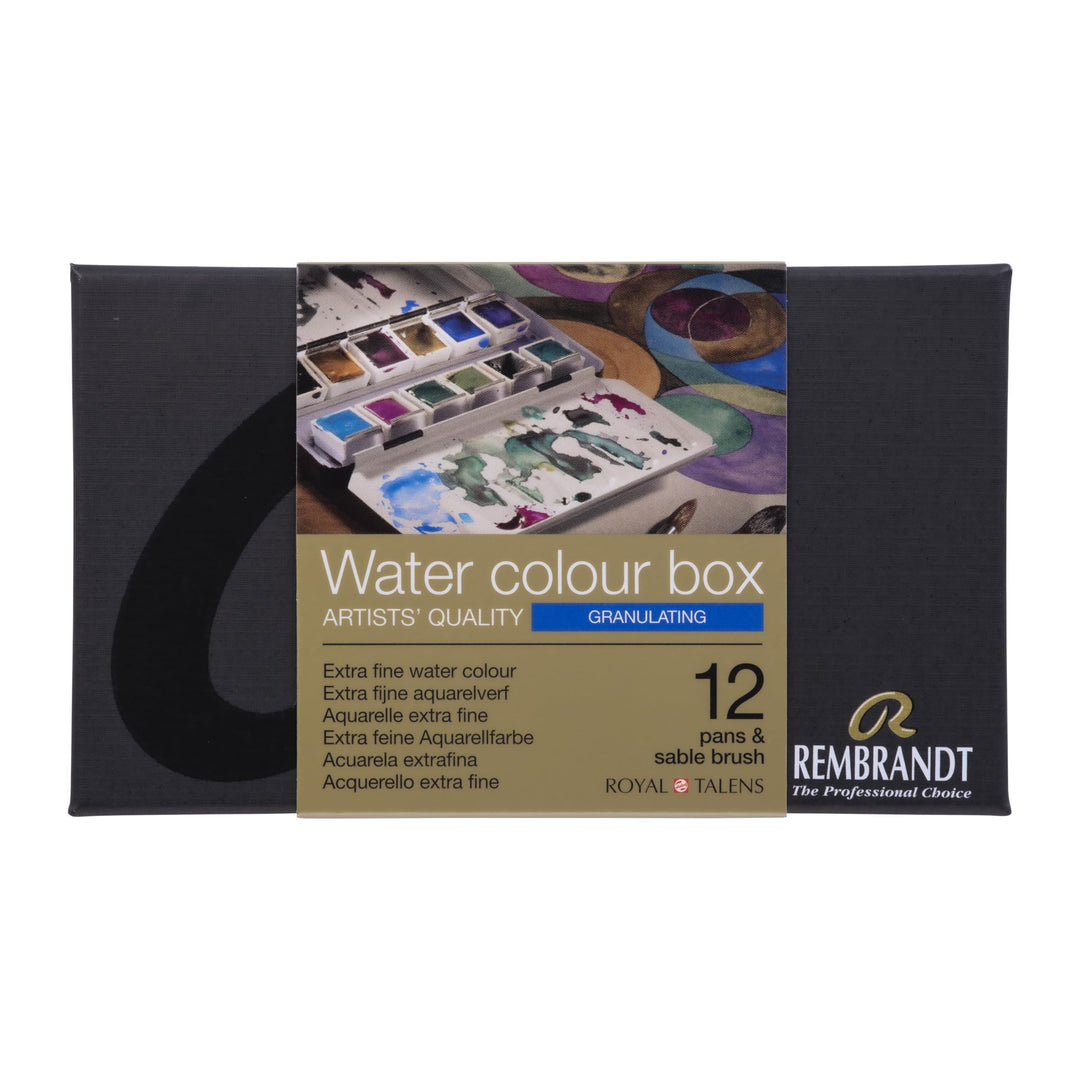 Rembrandt Water Colour Box GRANULATING extra feine Aquarellfarbe, Metallkasten mit 12 Näpfchen granu