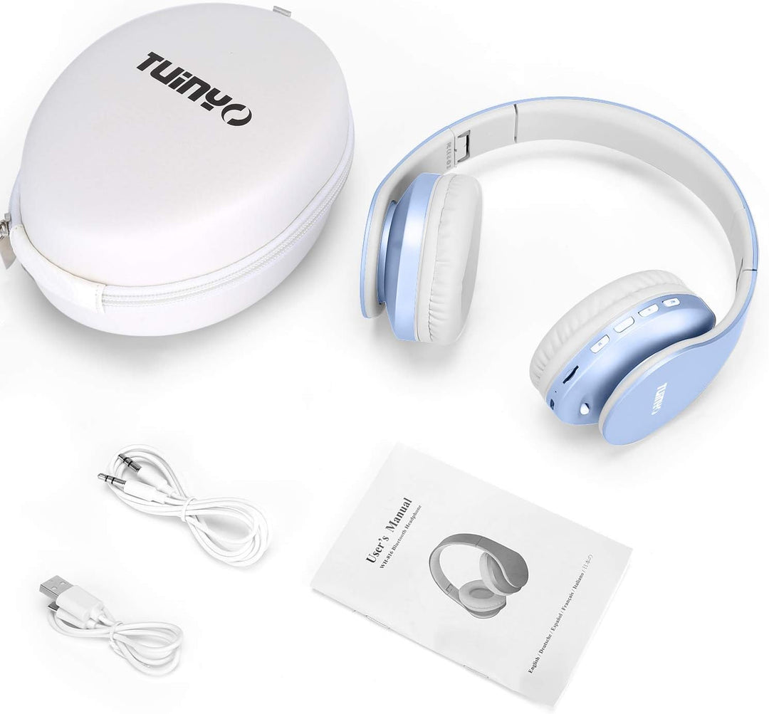 TUINYO Bluetooth-Kopfhörer, Wireless-Kopfhörer über dem Ohr mit Mikrofon, faltbares und leichtes Ste