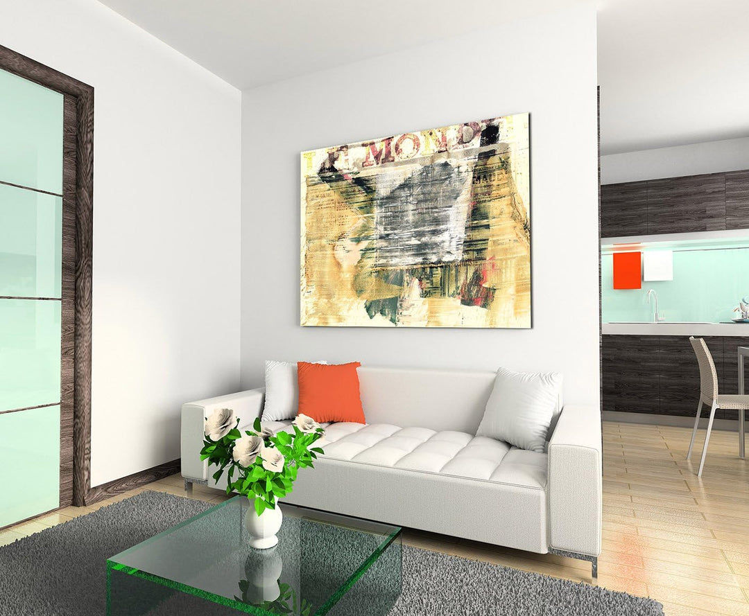 Paul Sinus Art 80x60cm Fotoleinwand Leinwanddruck Kunstdruck Wandbild beige schwarz grau