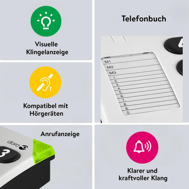 Doro 3891 PhoneEasy 311c, Schnurgebundenes Grosstastentelefon mit optischerAnrufsignalisierung,weiss