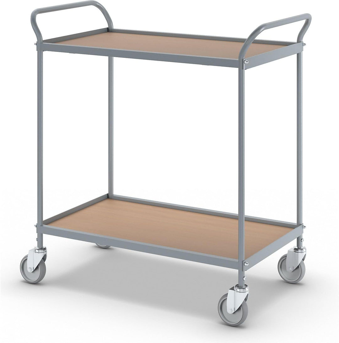 eurokraft | Servierwagen | Etagenhöhe 590 mm | 2 Etagen | mit 4 Lenkrollen | Rad-Ø 100 mm mit 4 Lenk