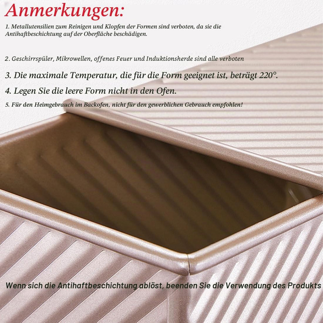 Axim Grosse Kastenform mit Deckel, Antihaft-Toastkasten, Kastenform mit Schiebeabdeckung, Pullman-Br