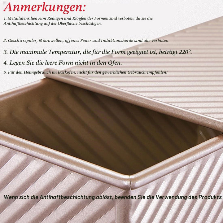 Axim Grosse Kastenform mit Deckel, Antihaft-Toastkasten, Kastenform mit Schiebeabdeckung, Pullman-Br