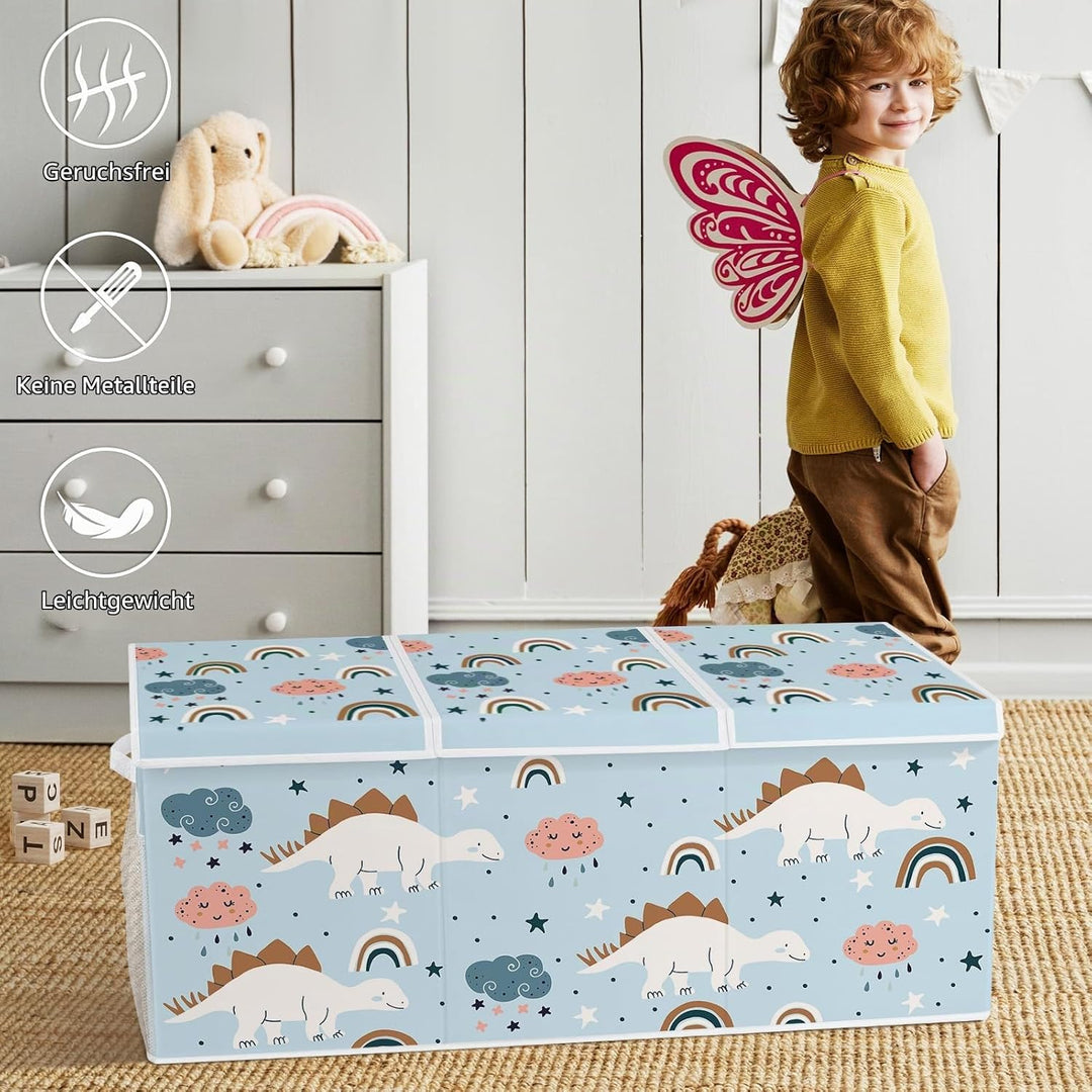 omedecal Spielzeugkiste Aufbewahrungsbox mit Deckel Kinder 96 x 32 x 40 cm, Faltbare und Platzsparen