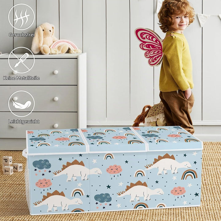 omedecal Spielzeugkiste Aufbewahrungsbox mit Deckel Kinder 96 x 32 x 40 cm, Faltbare und Platzsparen