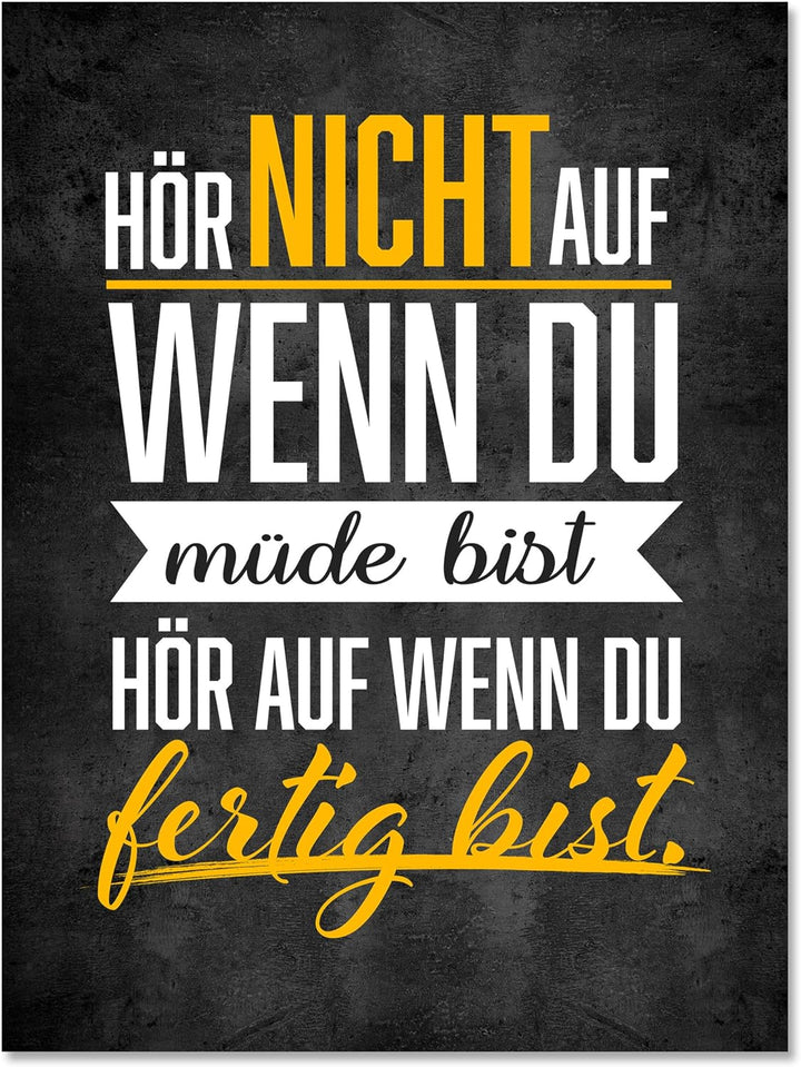 wandmotiv24 Leinwand-Bilder Motivation, Grösse 60x45cm, Hochformat, wenn du fertig bist, Beton-Mauer