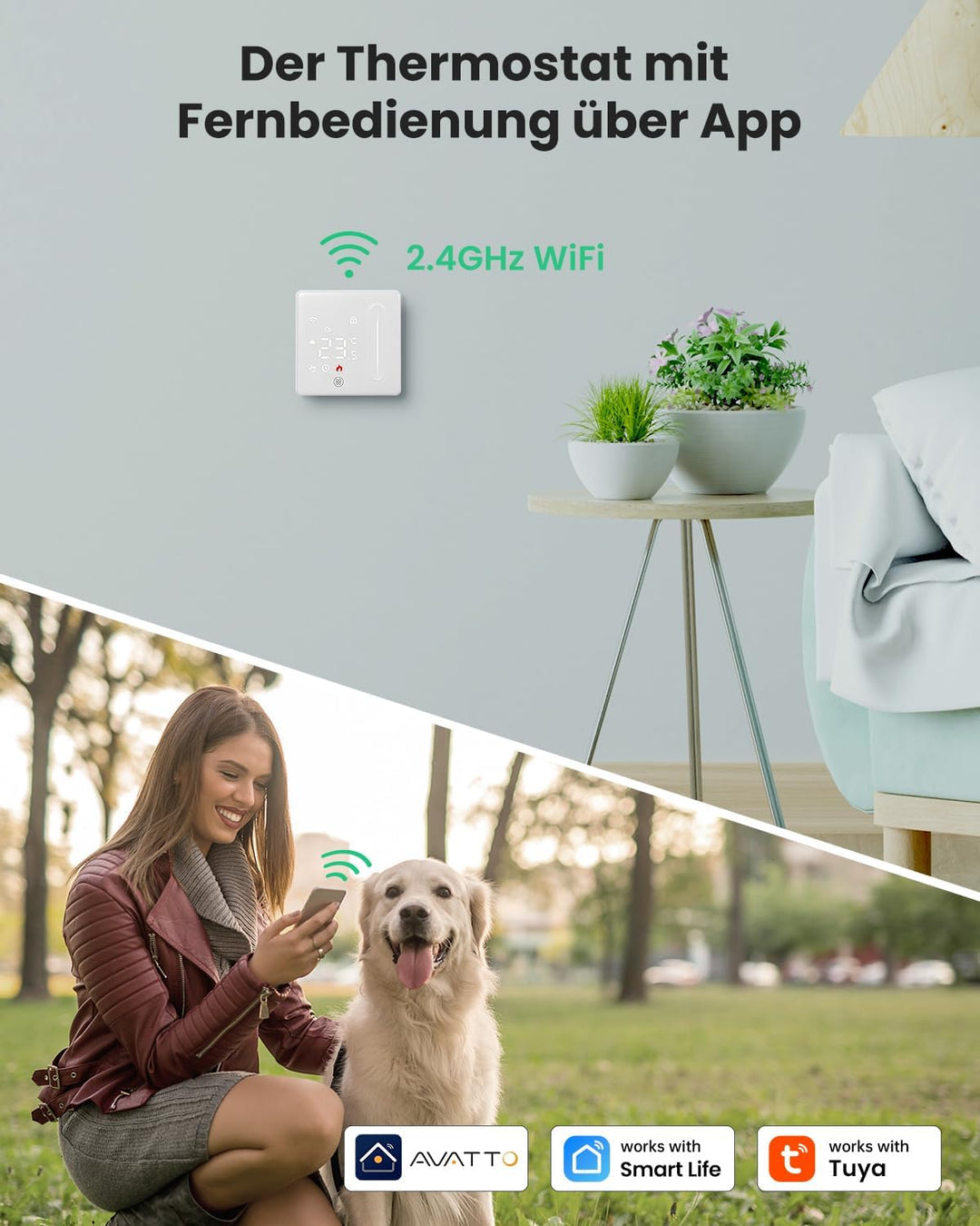AVATTO Smart WiFi Thermostat für Wasser Fussbodenheizung und Kombi-Wandheizkessel, programmierbarer