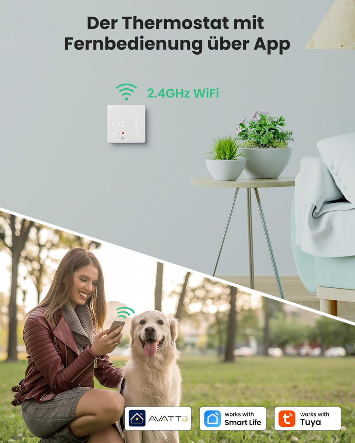 AVATTO Smart WiFi Thermostat für Wasser Fussbodenheizung und Kombi-Wandheizkessel, programmierbarer