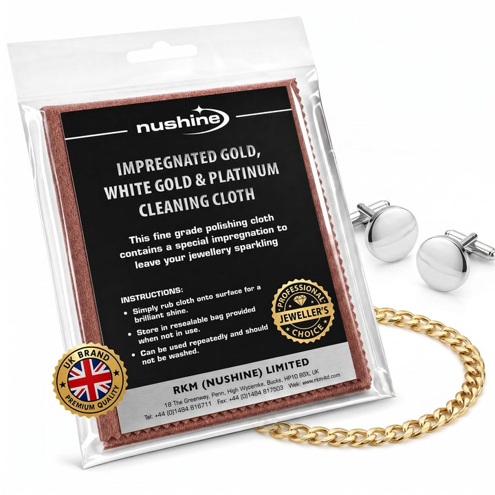 Nushine Gold, White Gold & Platinum Cleaning Cloth- Imprägniertes Putztuch für Gelbgold, Weissgold &