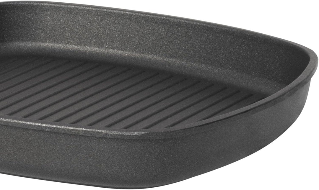 SKK grosse Aluguss Grillpfanne 28x28 cm - ohne Induktion - flache viereckige Antihaft Steakpfanne ge