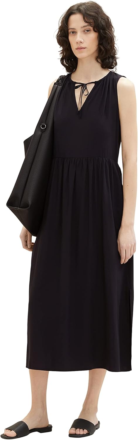 TOM TAILOR Damen Maxi Kleid ohne Arm 40 14482 - Deep Black, 40 14482 - Deep Black