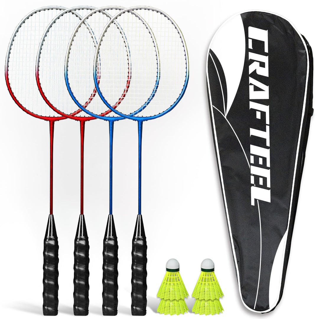 Federball Set, Badminton Set 2 oder 4 Schläger Badmintonschläger 2 oder 4 Federbälle und Tragetasche