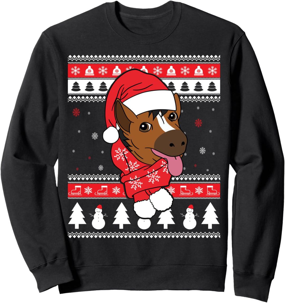 Hauspferd Lustiger Haustier Hässliche Weihnachten Geschenk Sweatshirt