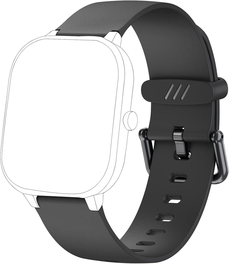 HENGTO Weiches Silikon-Smartwatch-Ersatzarmband, 16 mm, für Jungen und Mädchen Black, Black