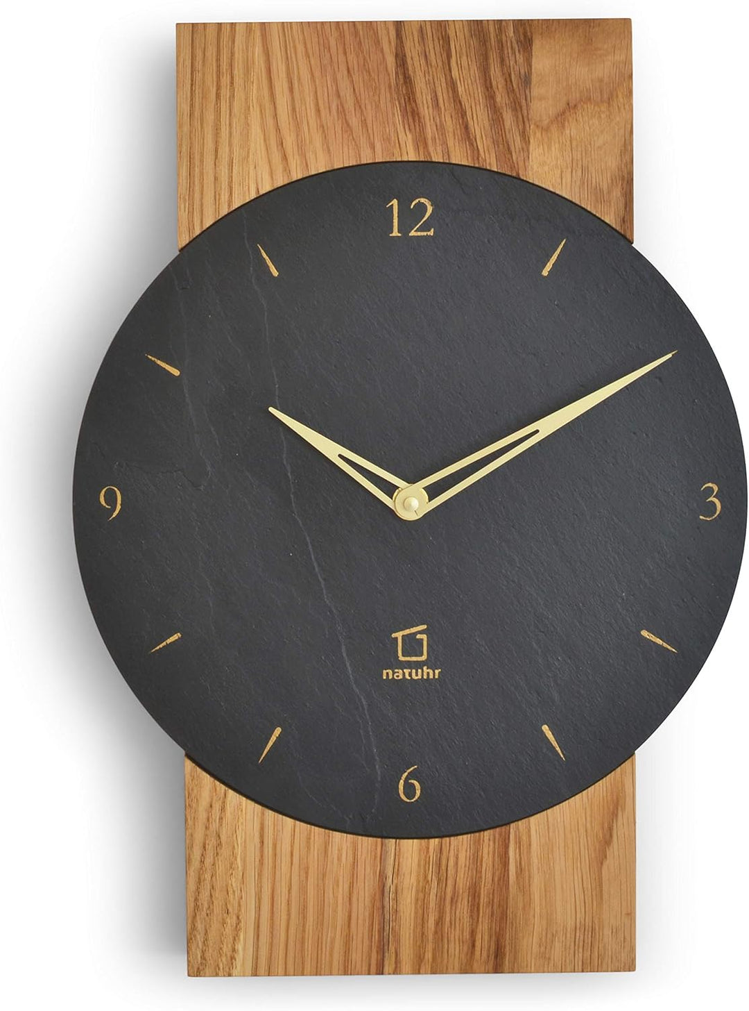 Natuhr Schiefer Wanduhr - Watzmann - Holz Design Schiefer schwarzer Stein geräuscharm nachhaltige Fo