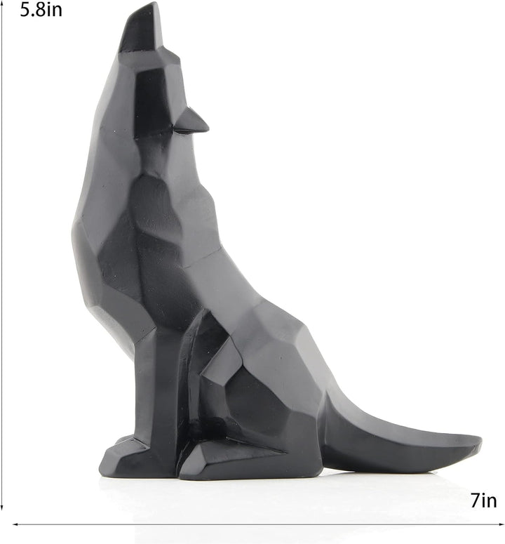 Wisifayardin Schwarzer Wolf heulender Wolf Figur Statue für Heimdekoration, Schwarz