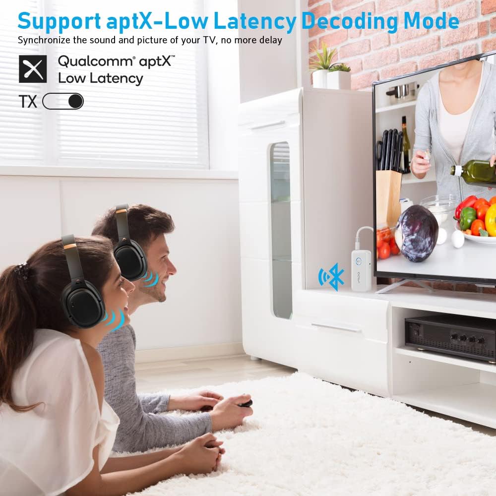 YMOO Bluetooth Adapter 5,3 für TV an Zwei Bluetooth Kopfhörer,3,5 mm Klinke AUX Audio 2 in 1 Bluetoo