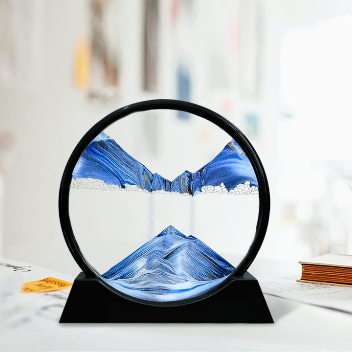 Aoderun Sandbilder Zum Drehen 3D Sanduhr Büro Deko Sand Rundes Glas Fliessender Sand Rahmen Beweglic