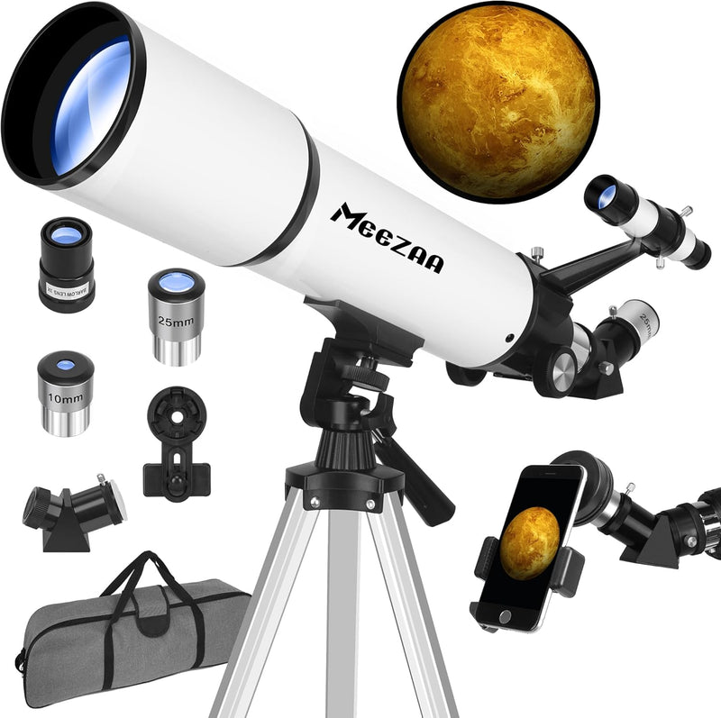 MEEZAA Teleskop Astronomie, Fernrohr Teleskop Erwachsene Profi, 80 mm Öffnung 600 mm Refraktor Teles