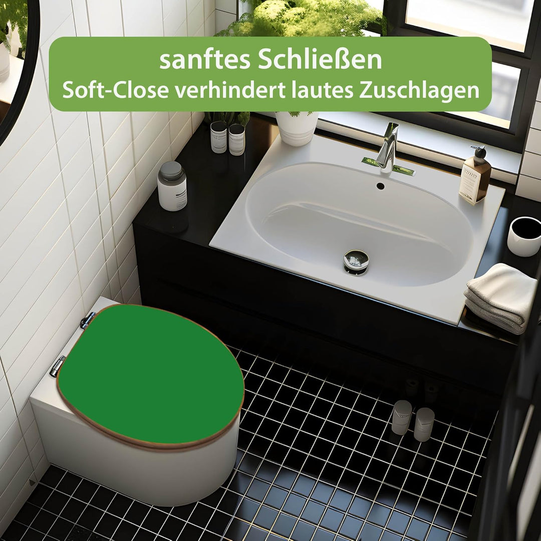 banjado Design WC Sitz Bambus Absenkautomatik 45,8x37,5cm - Toilettendeckel mit Absenkautomatik Holz