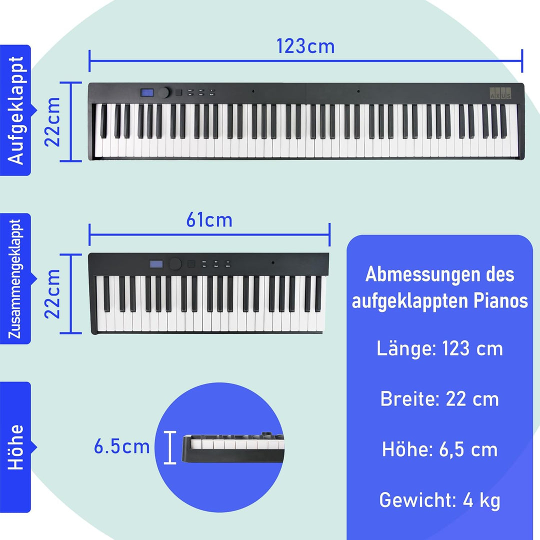 Axus 88 Tasten Faltbares Digitales Klavier