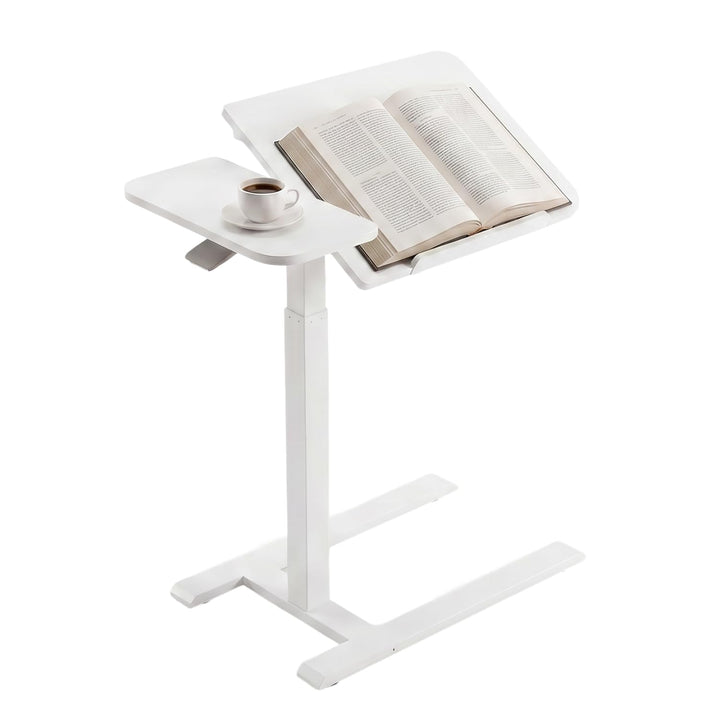 Viviendo Betttisch auf Rollen, Weiss, höhenverstellbarer Beistelltisch 68–108 cm mit Gasdruckfeder,
