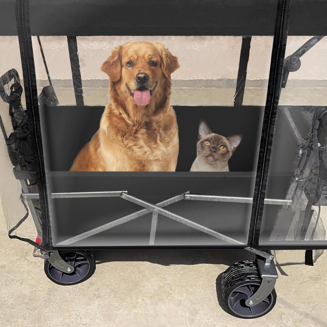 QWORK® Bollerwagen Regenschutz Transparent, 110 x 52 x 76 cm Regenverdeck aus PEVA mit Reissverschlu