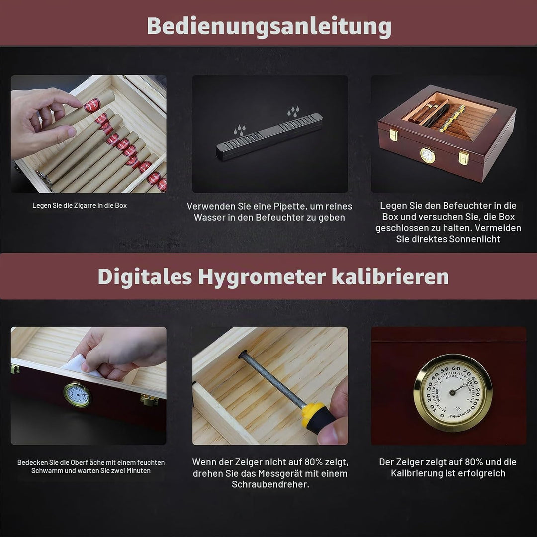Edelholz-Aufbewahrungsbox, Präzisions-Feuchtebox, Hygrometer &amp; Befeuchter with Teiler, Luxus Aufbewa